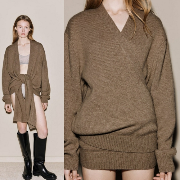 Zara cashmere wrap sweater cardigan Size XS/S new with tag oversized
